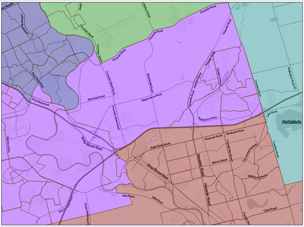 Image shows a map that is described in the written part of the submission.