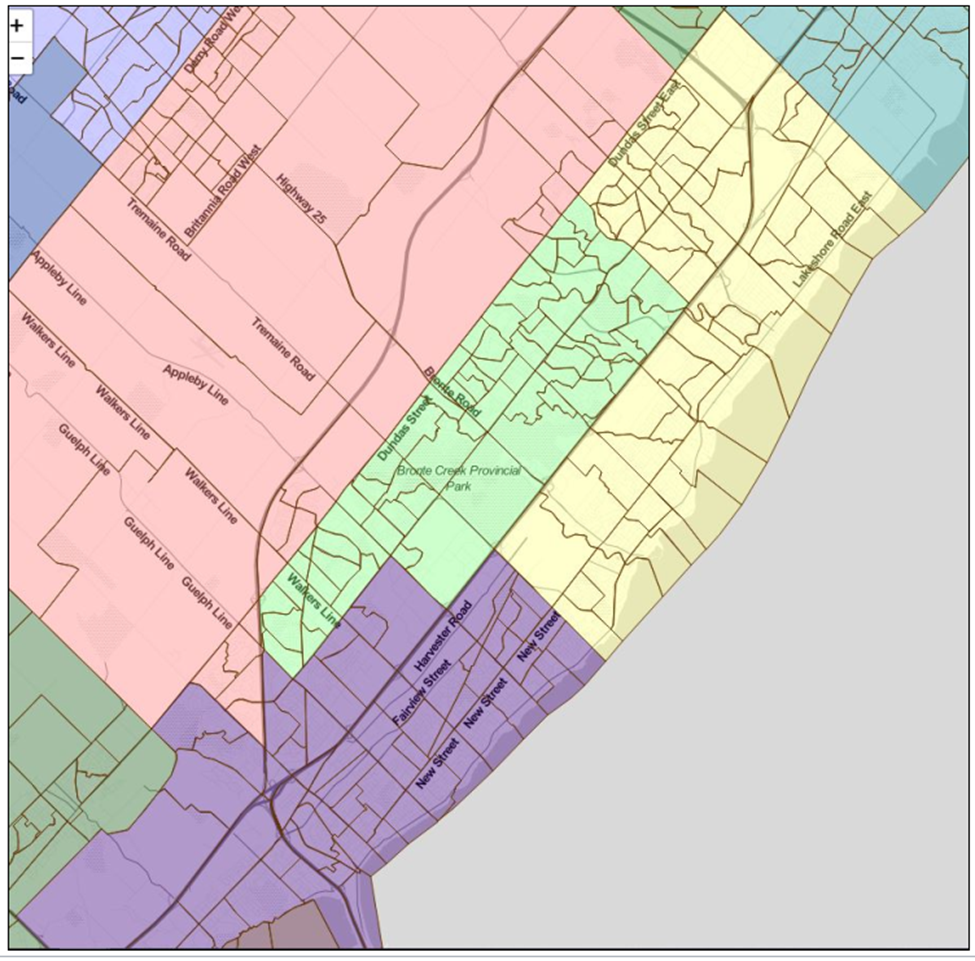 Image shows a map that is described in the written part of the submission.