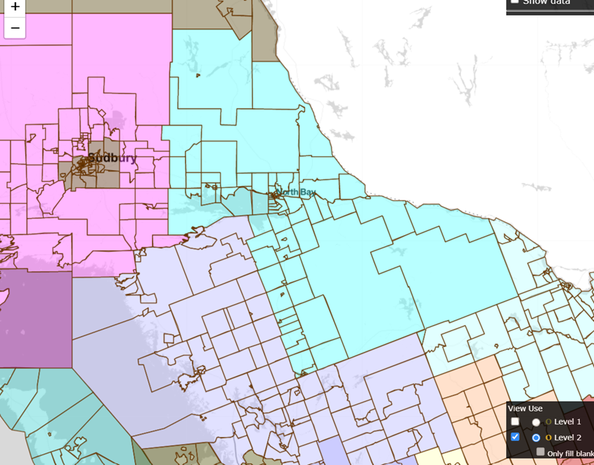 Image shows a map that is described in the written part of the submission.