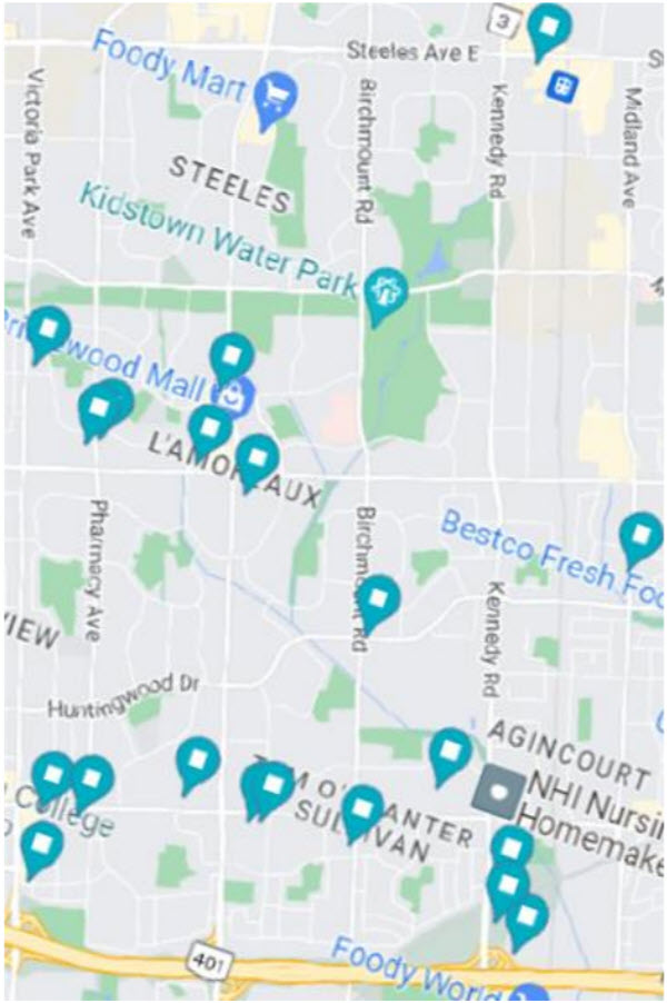 Image shows a map that is described in the written part of the submission.
