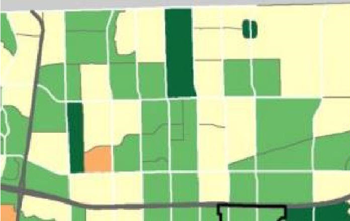 Image shows a map that is described in the written part of the submission.