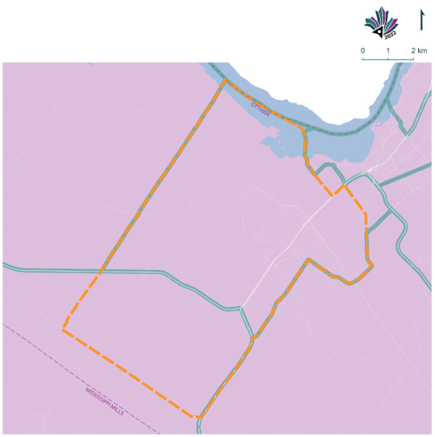 Image shows a map that is described in the written part of the submission.