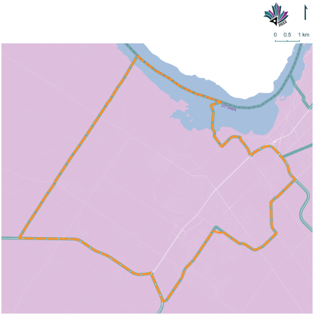 Image shows a map that is described in the written part of the submission.