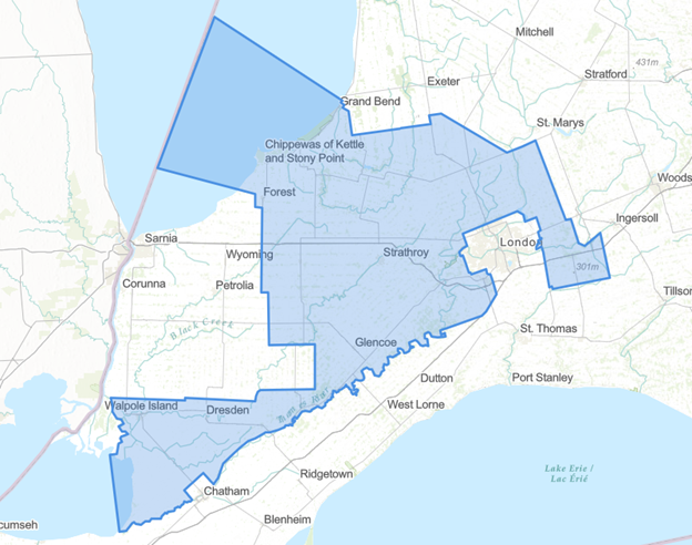 Image shows a map that is described in the written part of the submission.