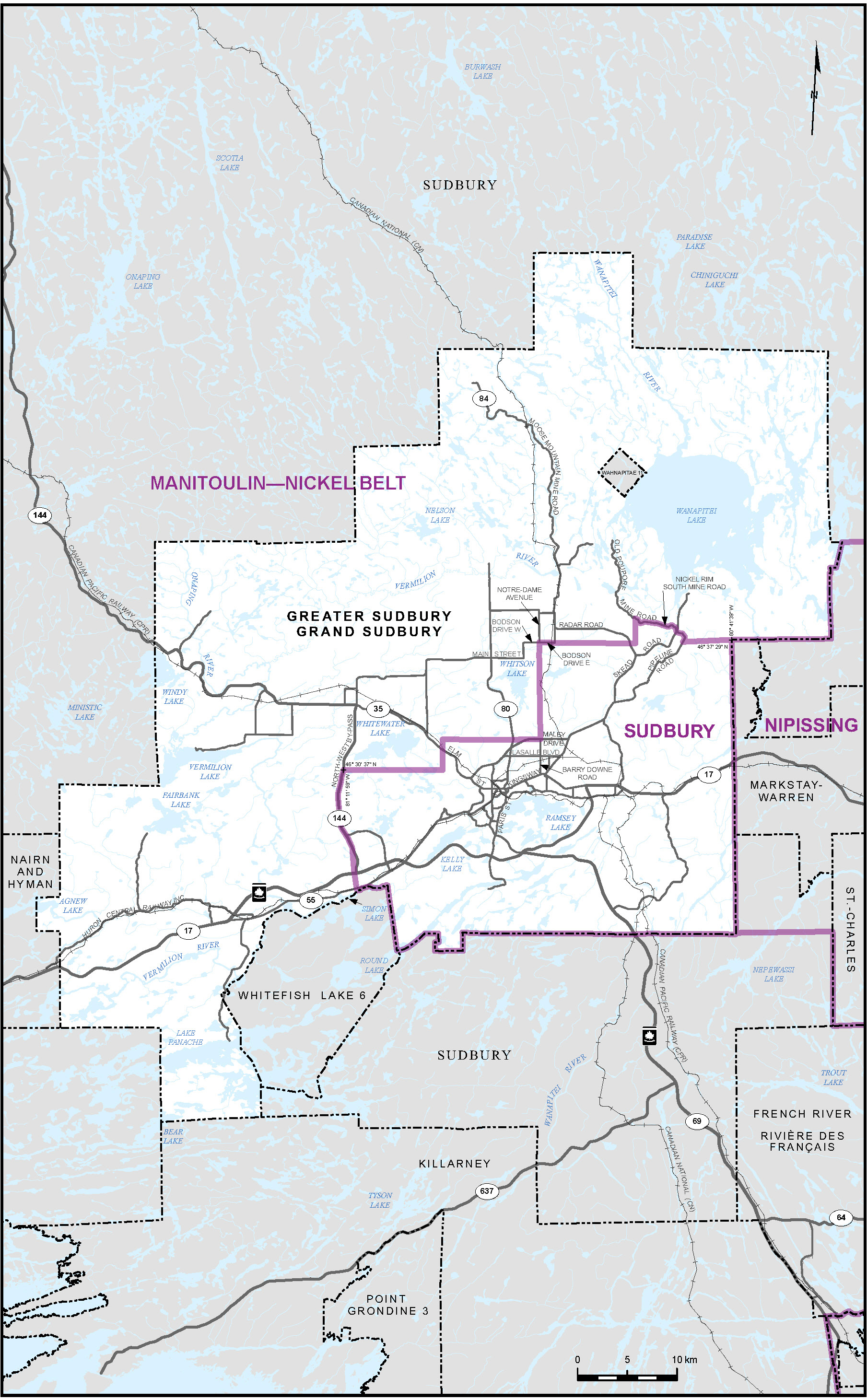 Map of City of Greater Sudbury (Map&nbsp;10)
