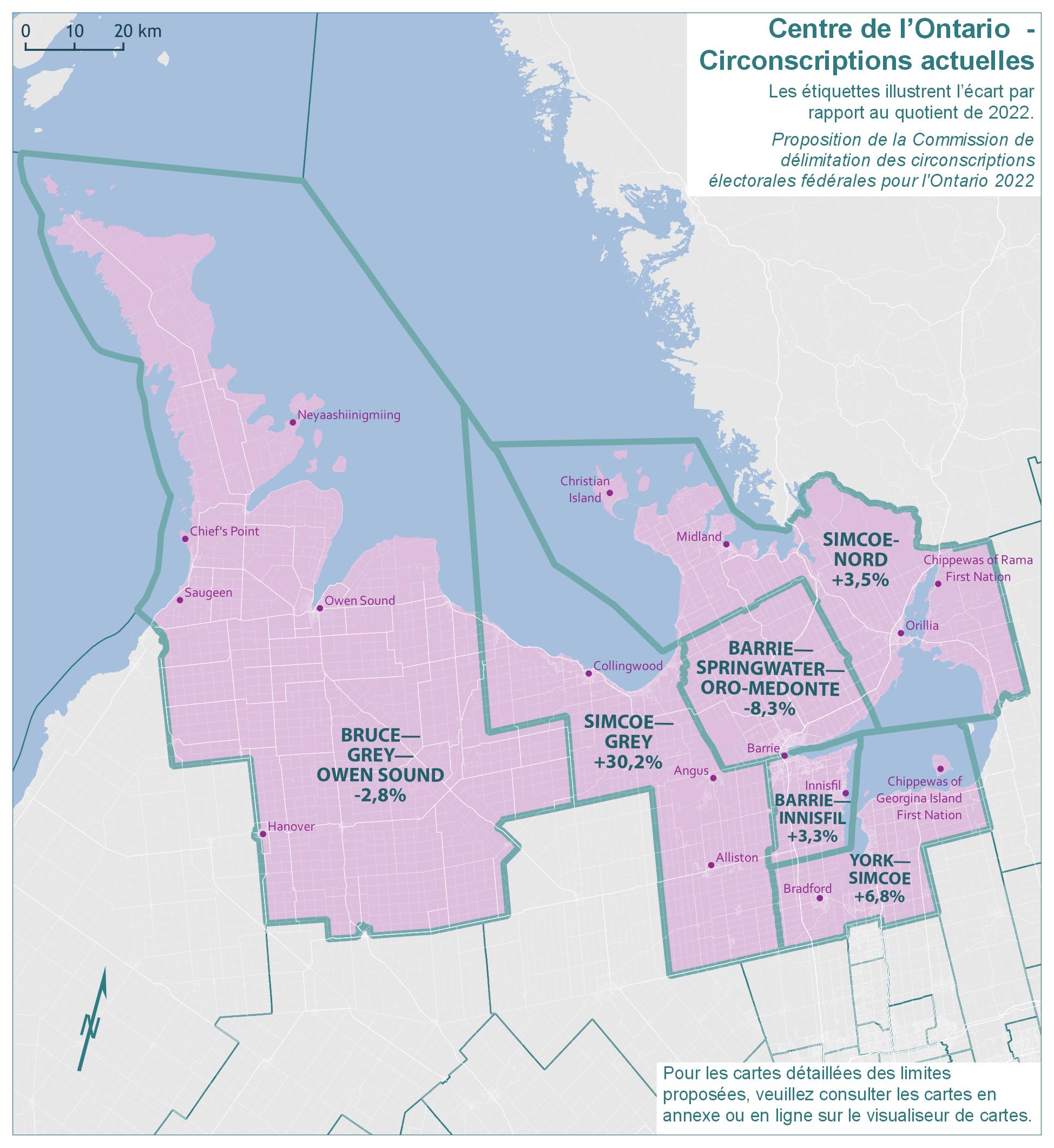 Centre de l'Ontario &ndash; Circonscriptions actuelles