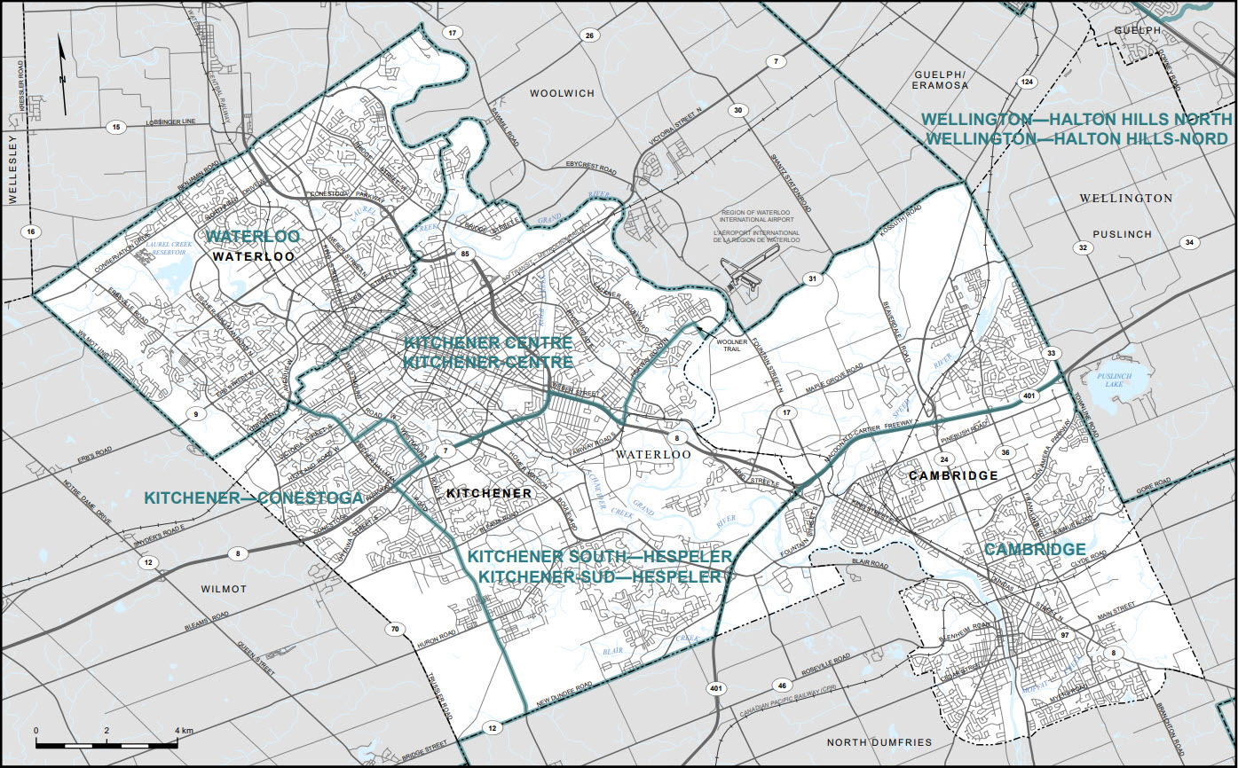 Map of Cities of Cambridge, Kitchener and Waterloo (Map&nbsp;8)
