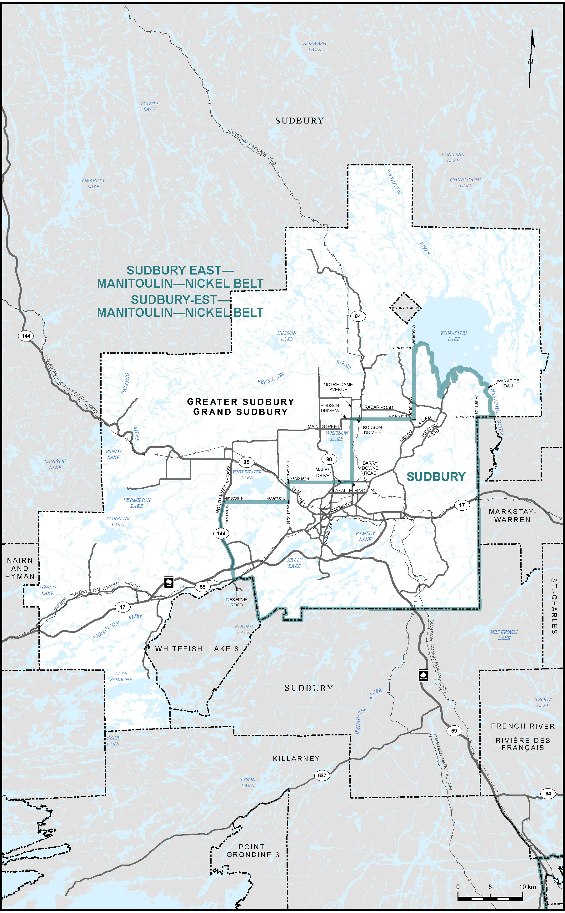 Map of City of Greater Sudbury&nbsp;(Map&nbsp;10)