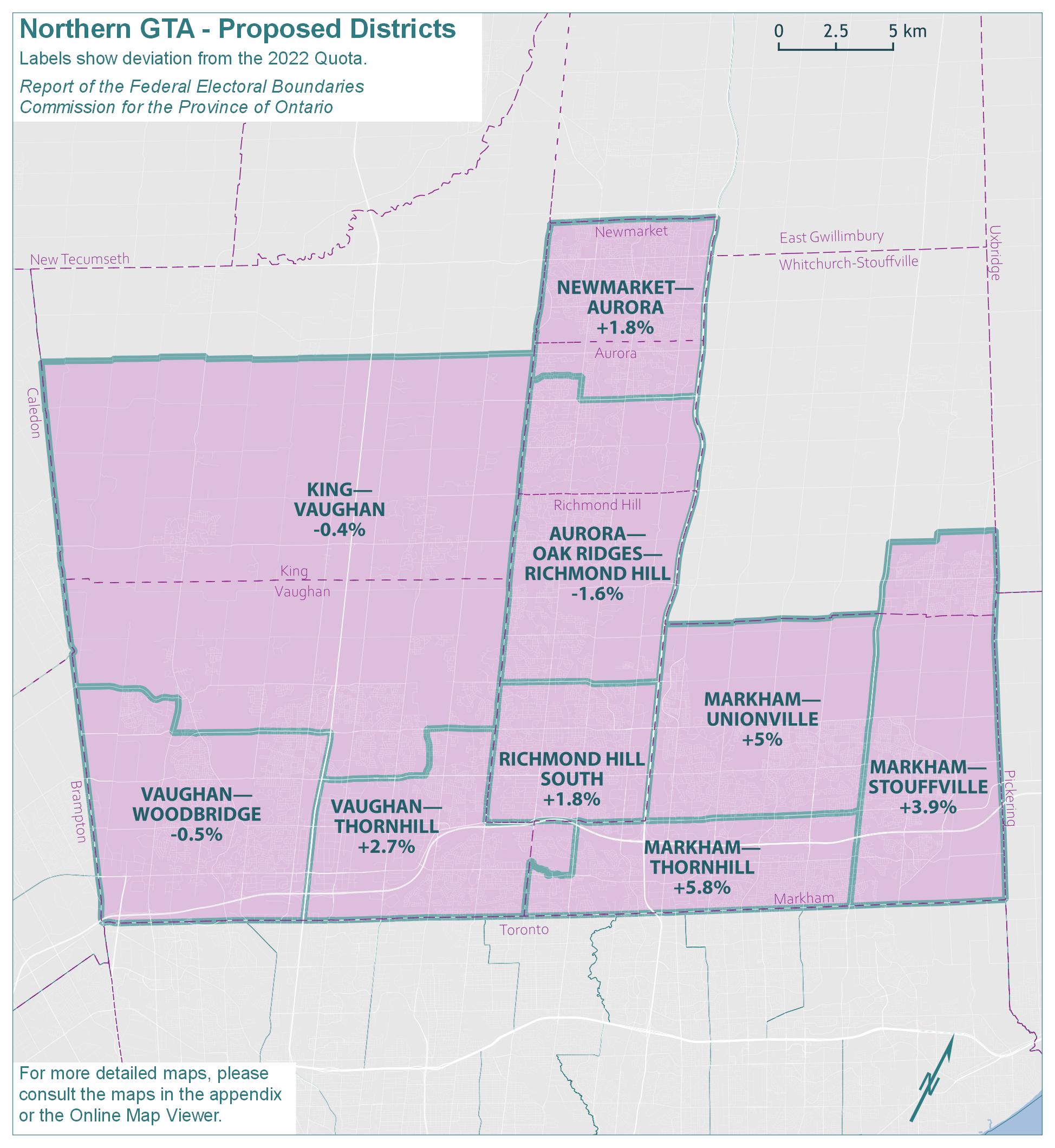 Northern Greater Toronto Area (GTA) - Proposed Districts