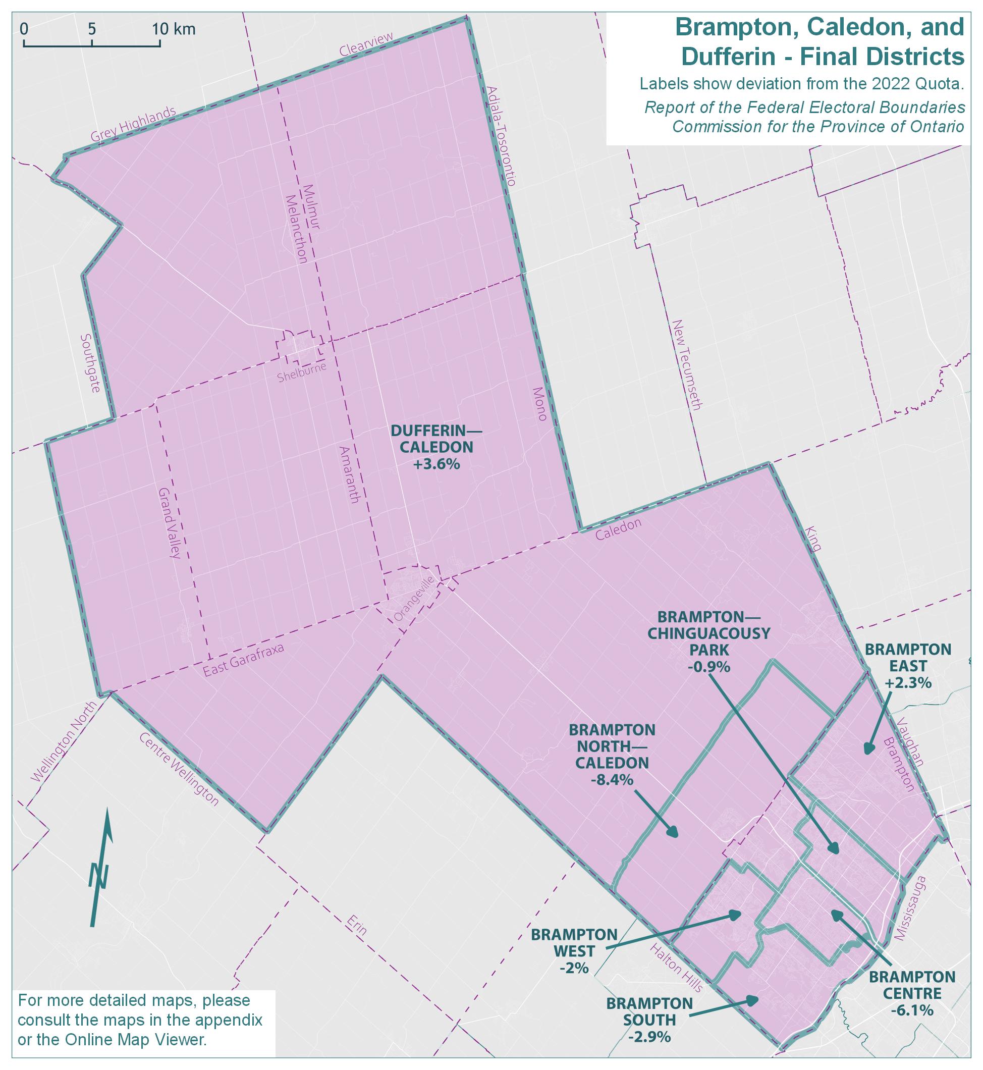 Brampton, Caledon, and Dufferin - Final Districts