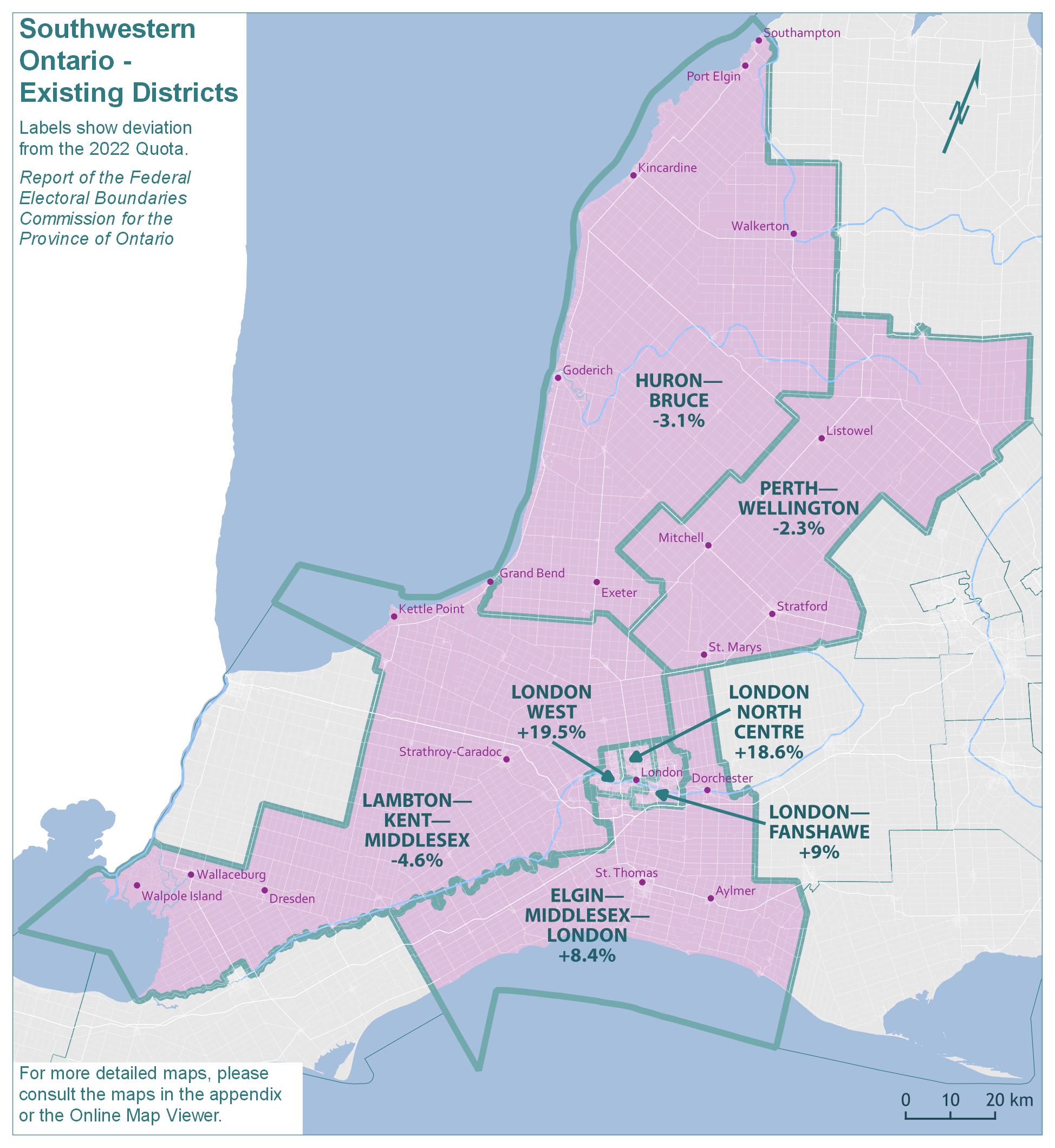 Southwestern Ontario - Existing Districts