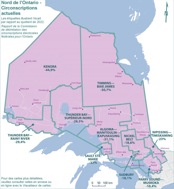 Nord de l'Ontario - Circonscriptions actuelles