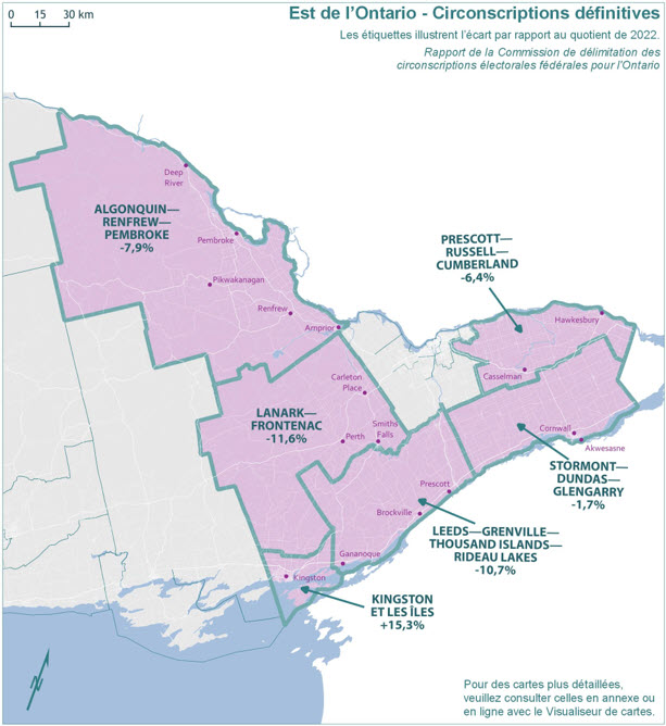 Est de l'Ontario - Circonscriptions d&eacute;finitives