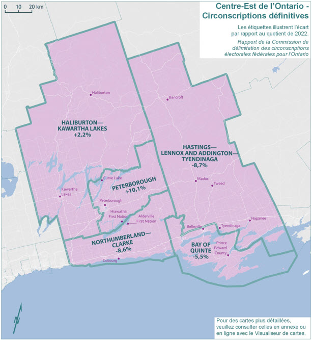 Centre-Est de l'Ontario - Circonscriptions d&eacute;finitives