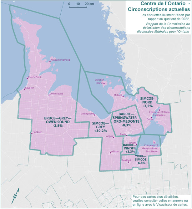 Centre de l'Ontario - Circonscriptions actuelles