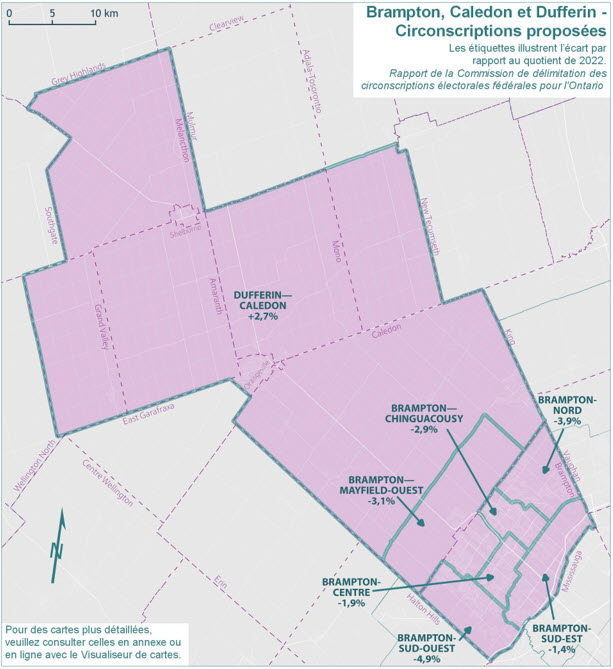 Brampton, Caledon et Dufferin - Circonscriptions propos&eacute;es