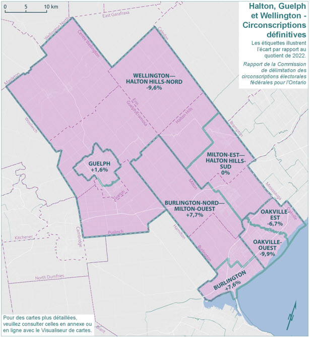Halton, Guelph et Wellington - Circonscriptions d&eacute;finitives