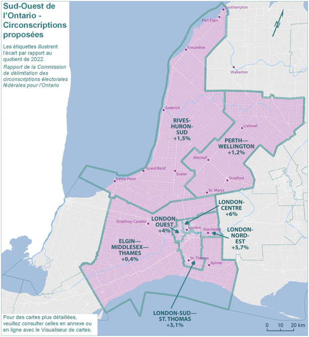Sud-Ouest de l'Ontario - Circonscriptions propos&eacute;es