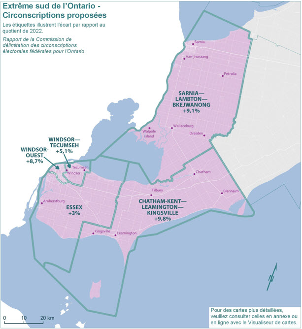 Extr&ecirc;me sud de l'Ontario - Circonscriptions propos&eacute;es