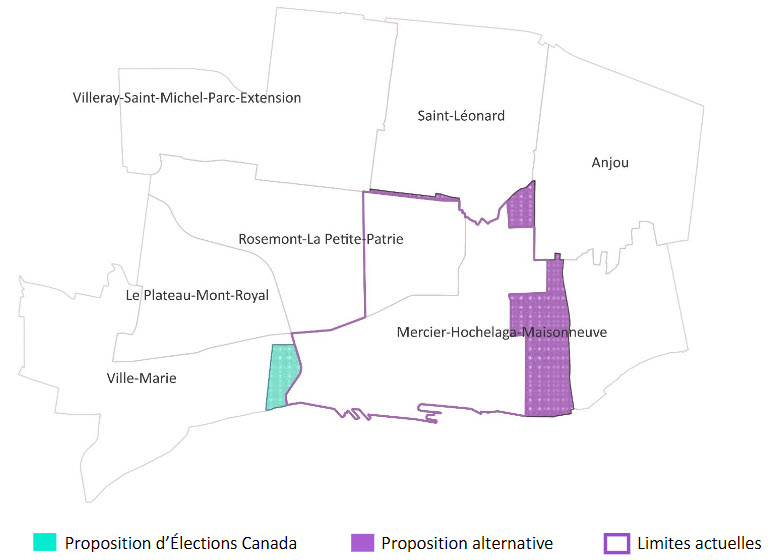 Carte 2 Circonscription d'Hochelaga dans le syst&egrave;me des arrondissements montr&eacute;alais