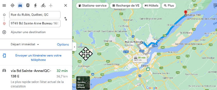 Parcours entre le secteur montagne des roches et le bureau du d&eacute;put&eacute; &agrave; la suite du red&eacute;coupage