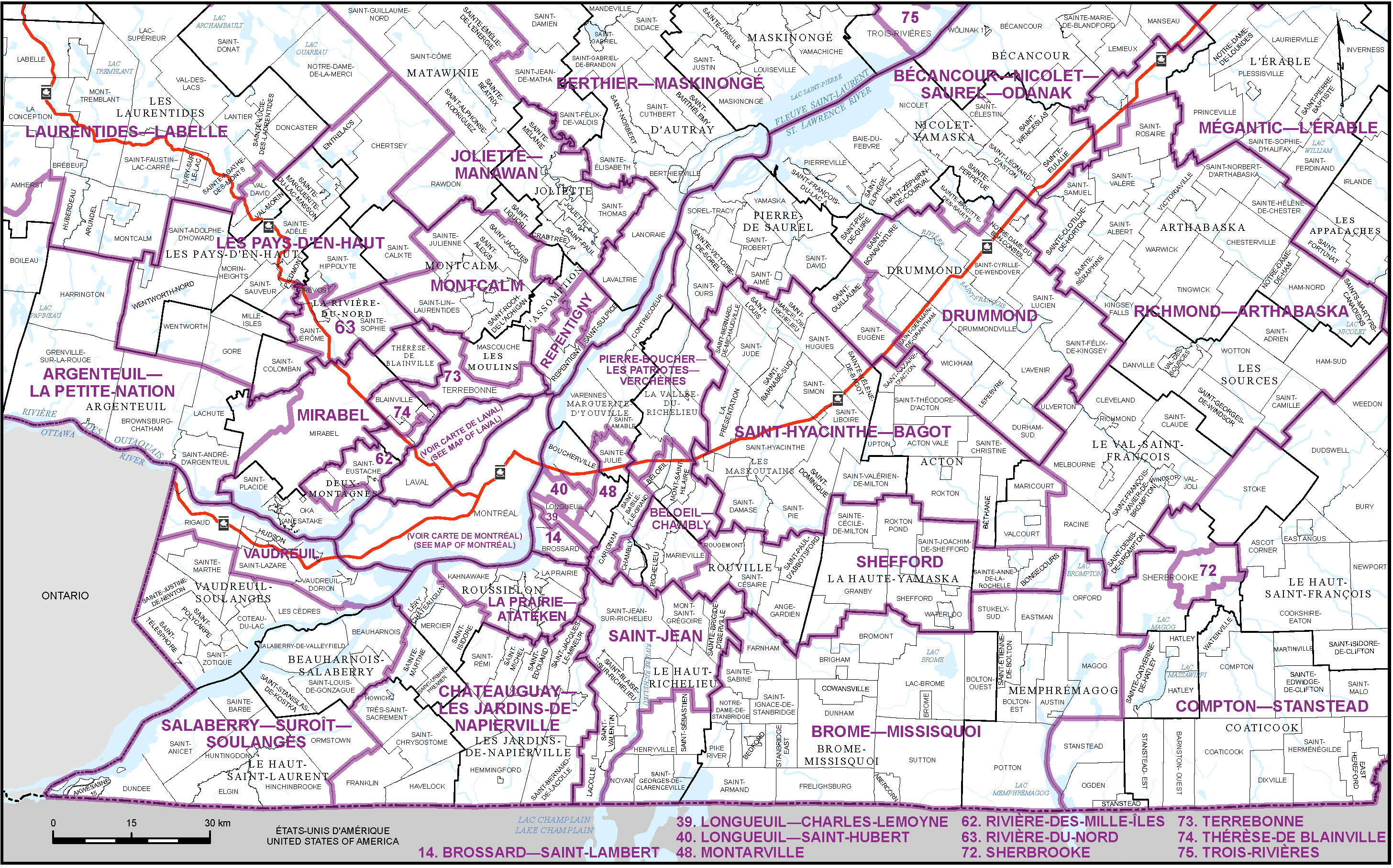 Map of Southern Quebec (Map&nbsp;3)