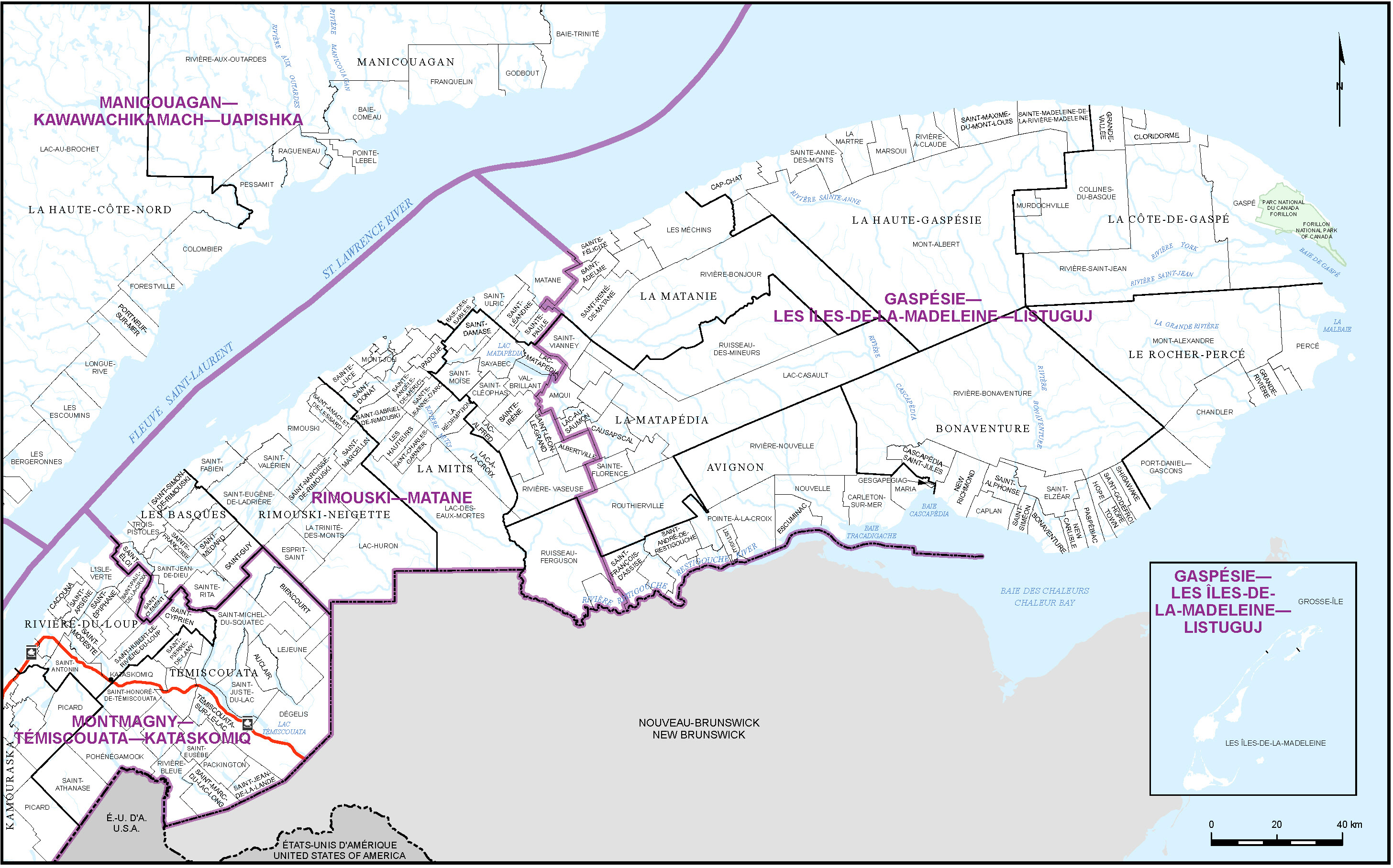 Map of Eastern Quebec (Map&nbsp;5)