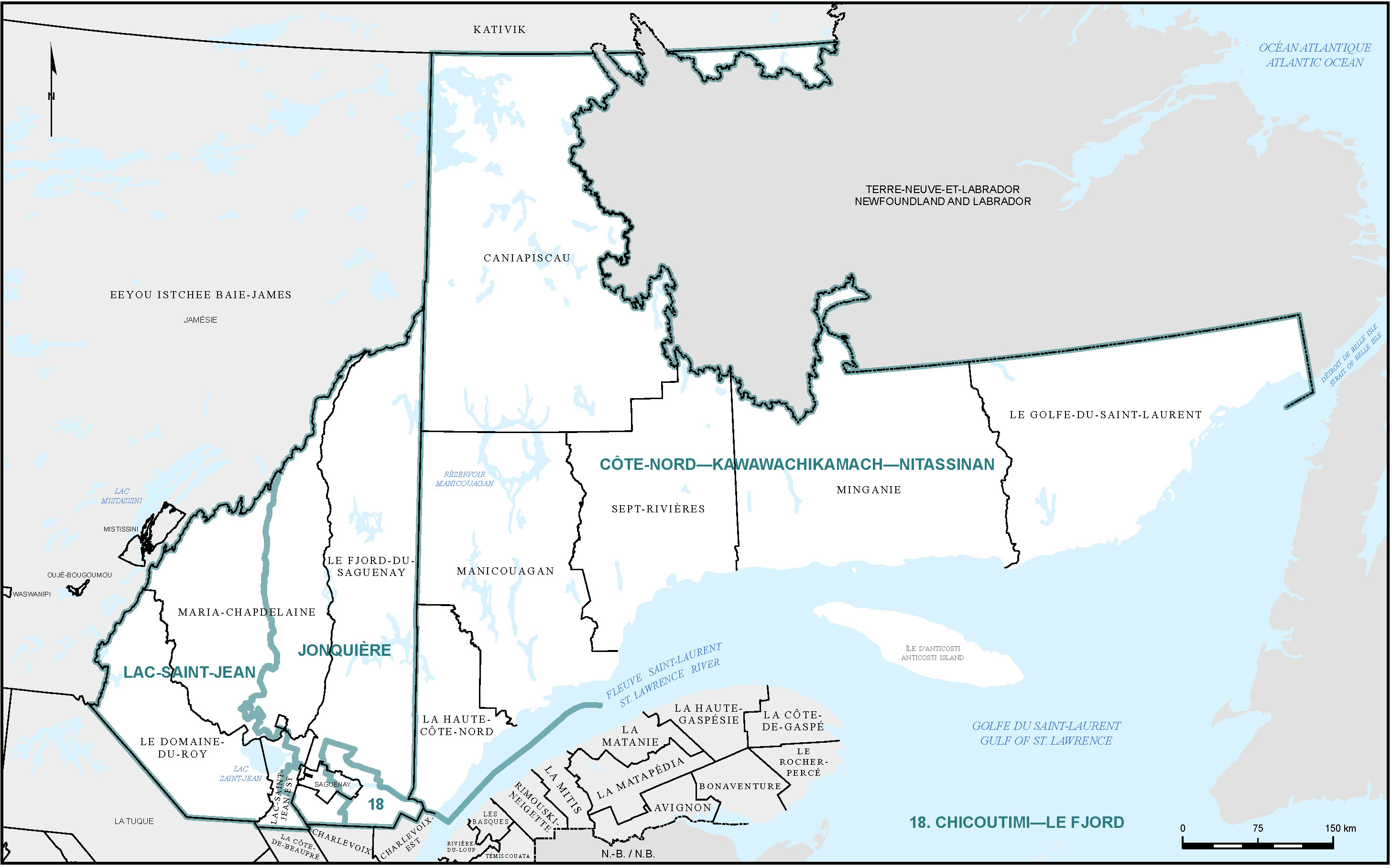 Map of Saguenay-Lac-Saint-Jean and C&ocirc;te-Nord (Map&nbsp;2)