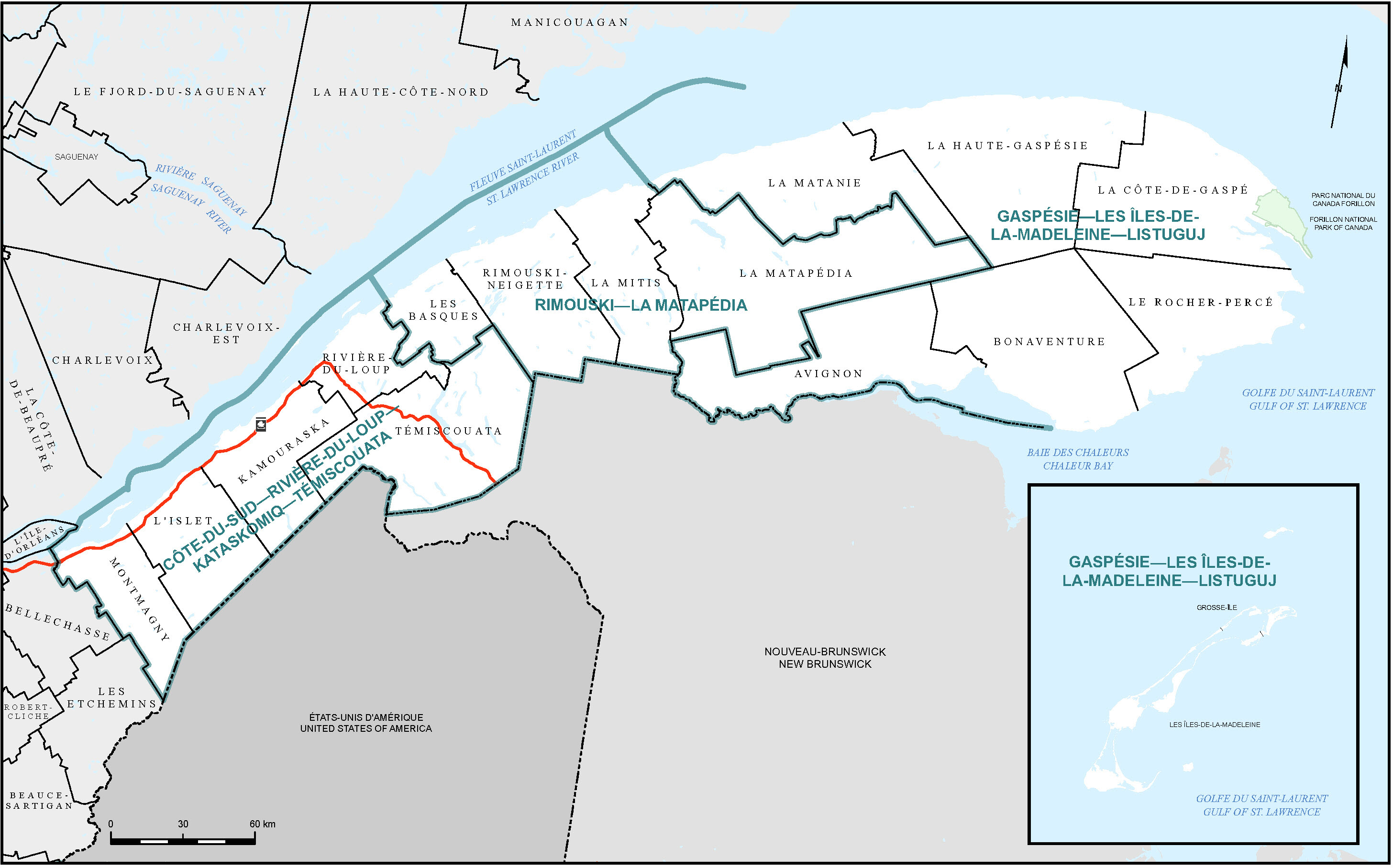 Map of Montmagny to &Icirc;les-de-la-Madeleine (Map&nbsp;5)