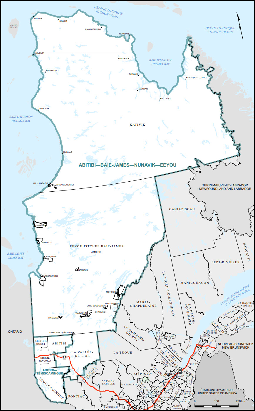 Map of Abitibi-T&eacute;miscamingue and Nord-du-Qu&eacute;bec (Map&nbsp;1)
