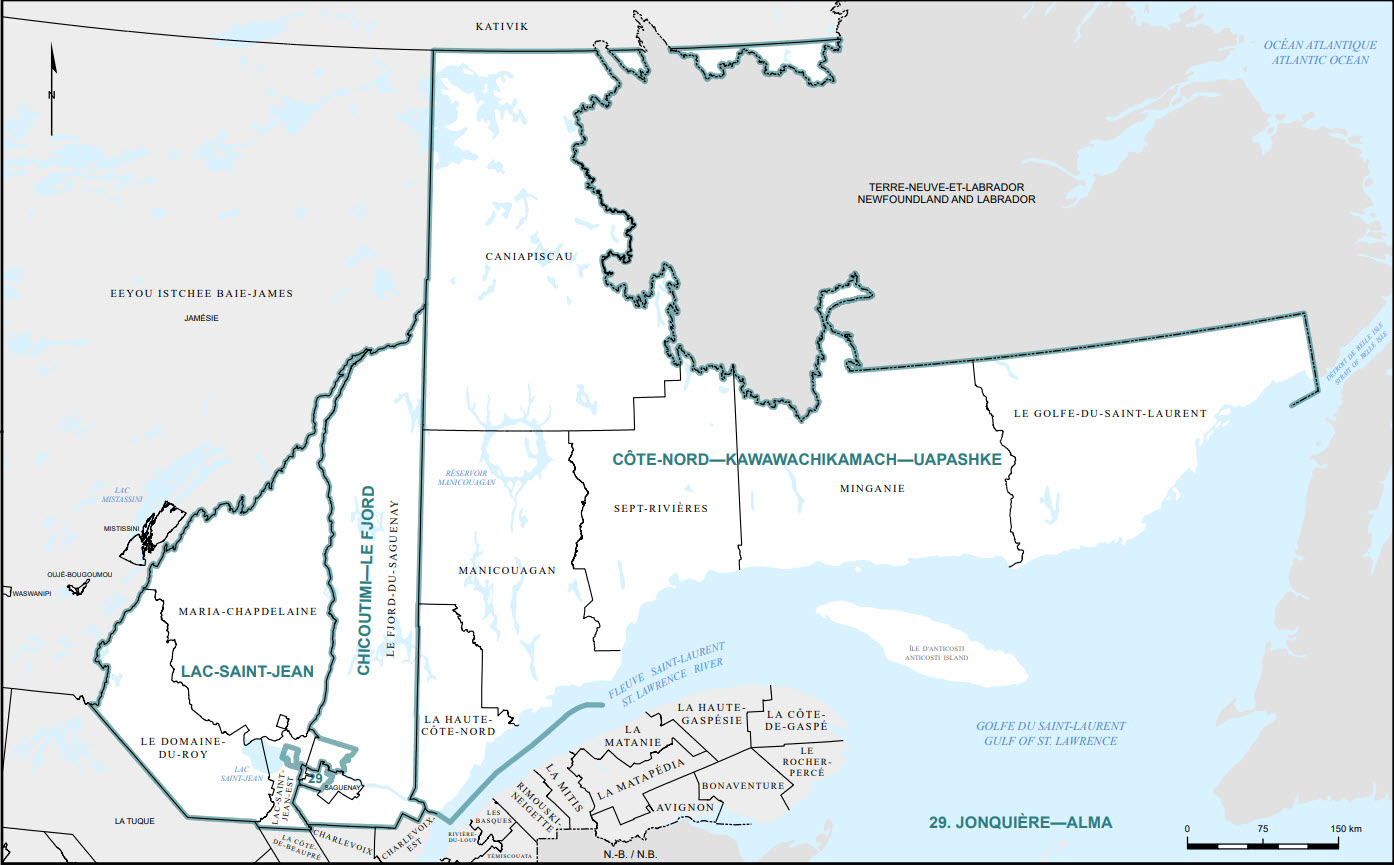 Map of Saguenay-Lac-Saint-Jean and C&ocirc;te-Nord (Map&nbsp;2)