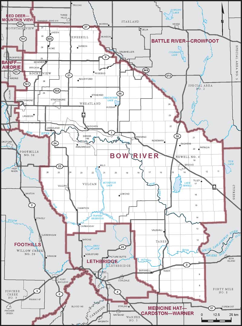 Map of Bow River – Limites actuelles.