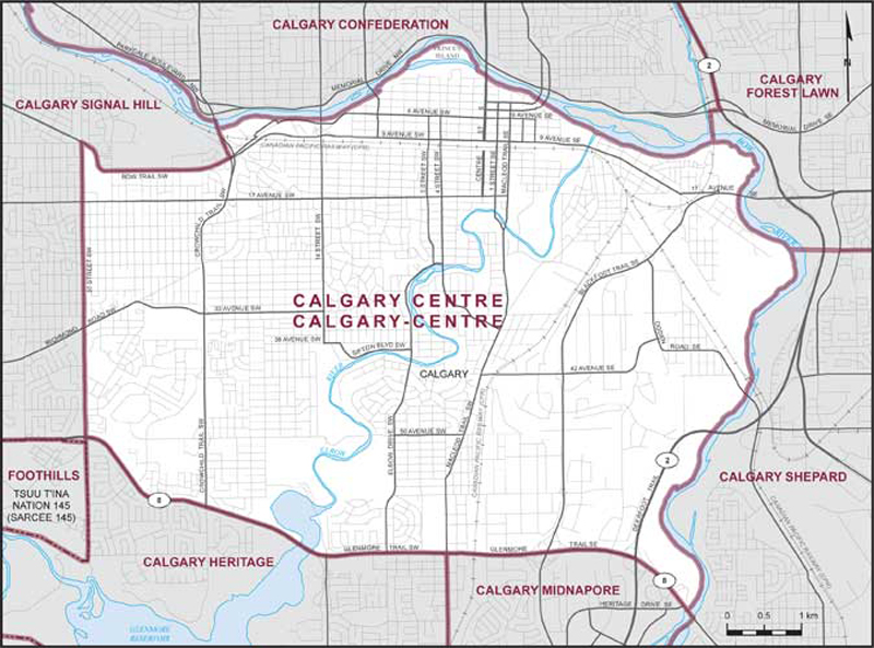 Map of Calgary-Centre – Limites actuelles.