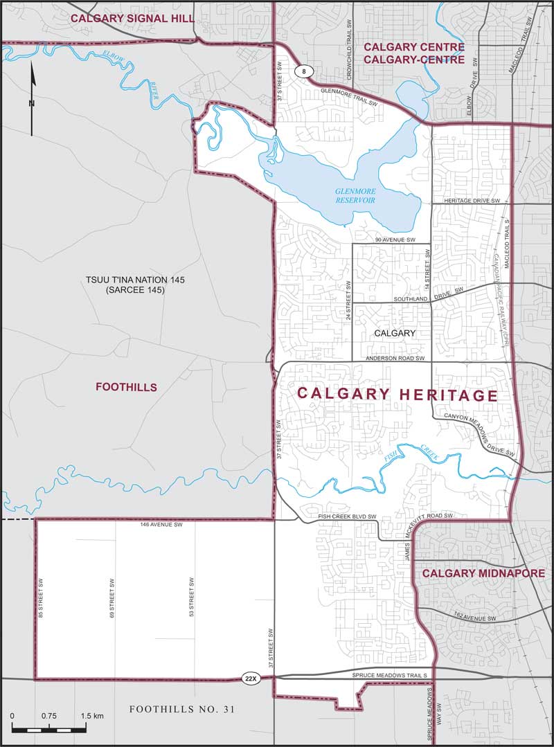 Map of Calgary Heritage – Limites actuelles.
