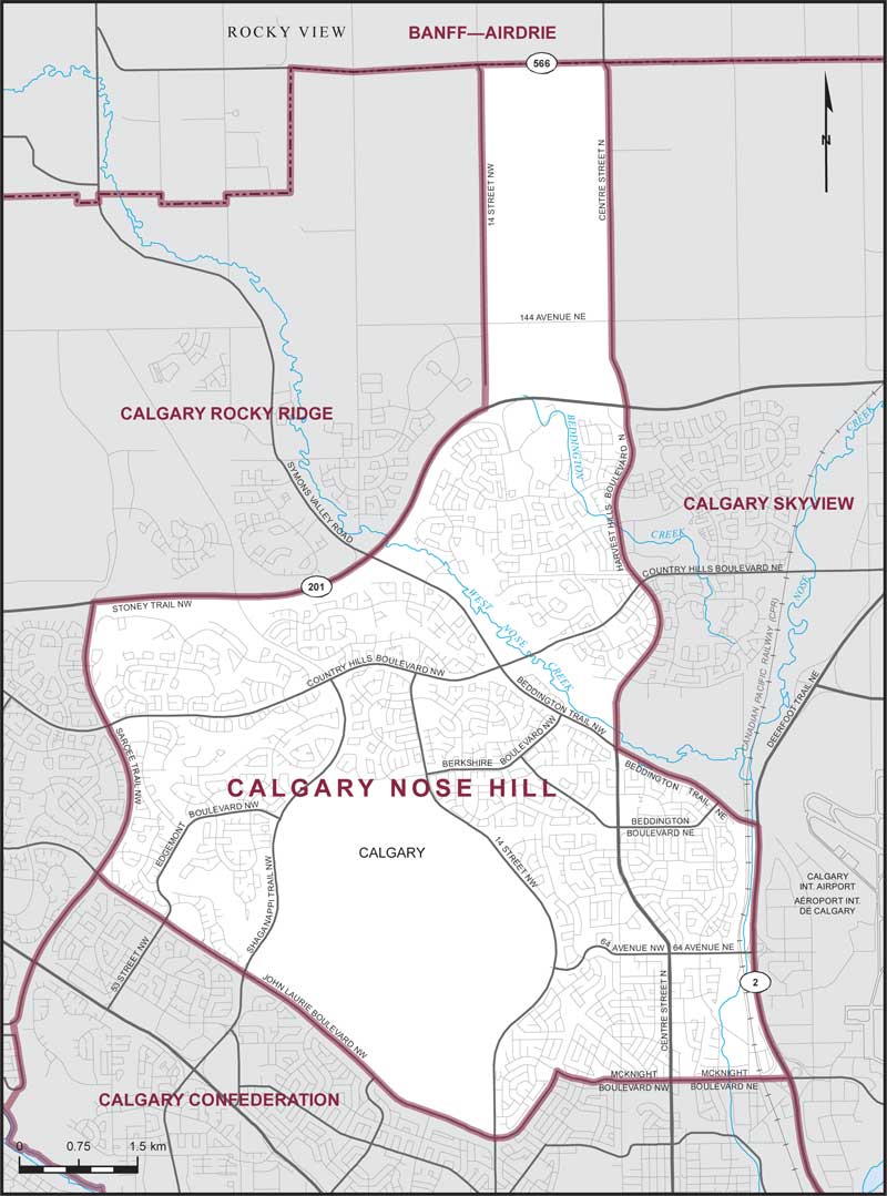 Map of Calgary Nose Hill – Limites actuelles.