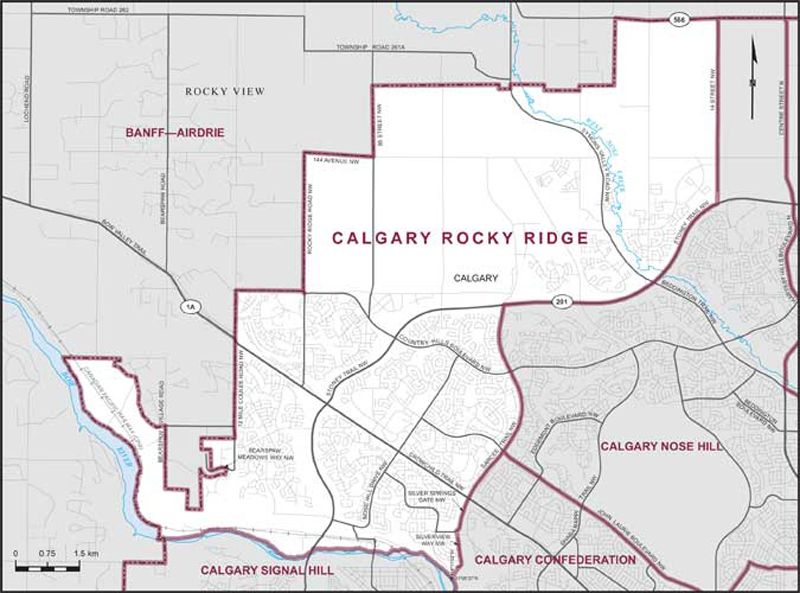 Map of Calgary Rocky Ridge – Limites actuelles.
