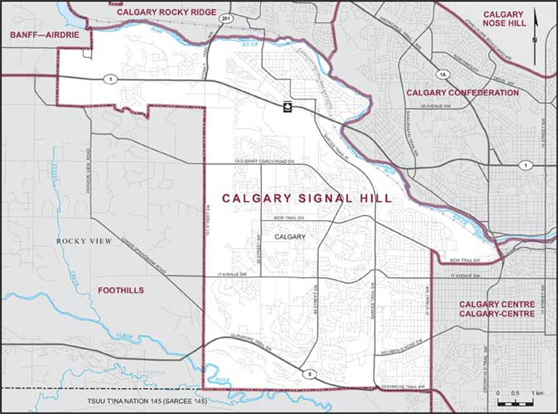 Map of Calgary Signal Hill – Limites actuelles.