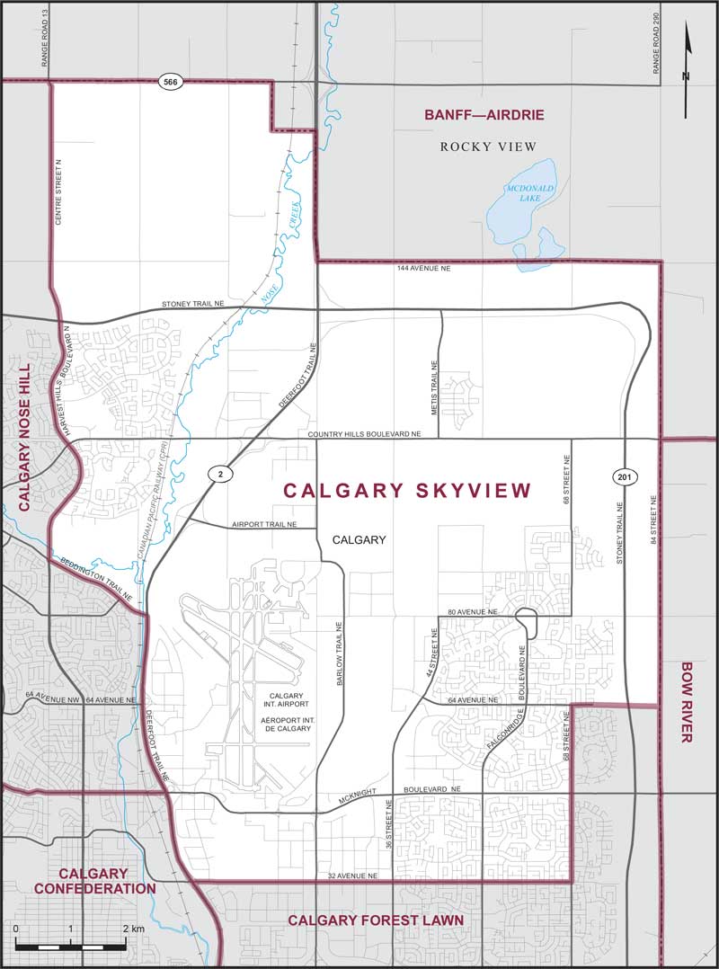 Map of Calgary Skyview – Limites actuelles.