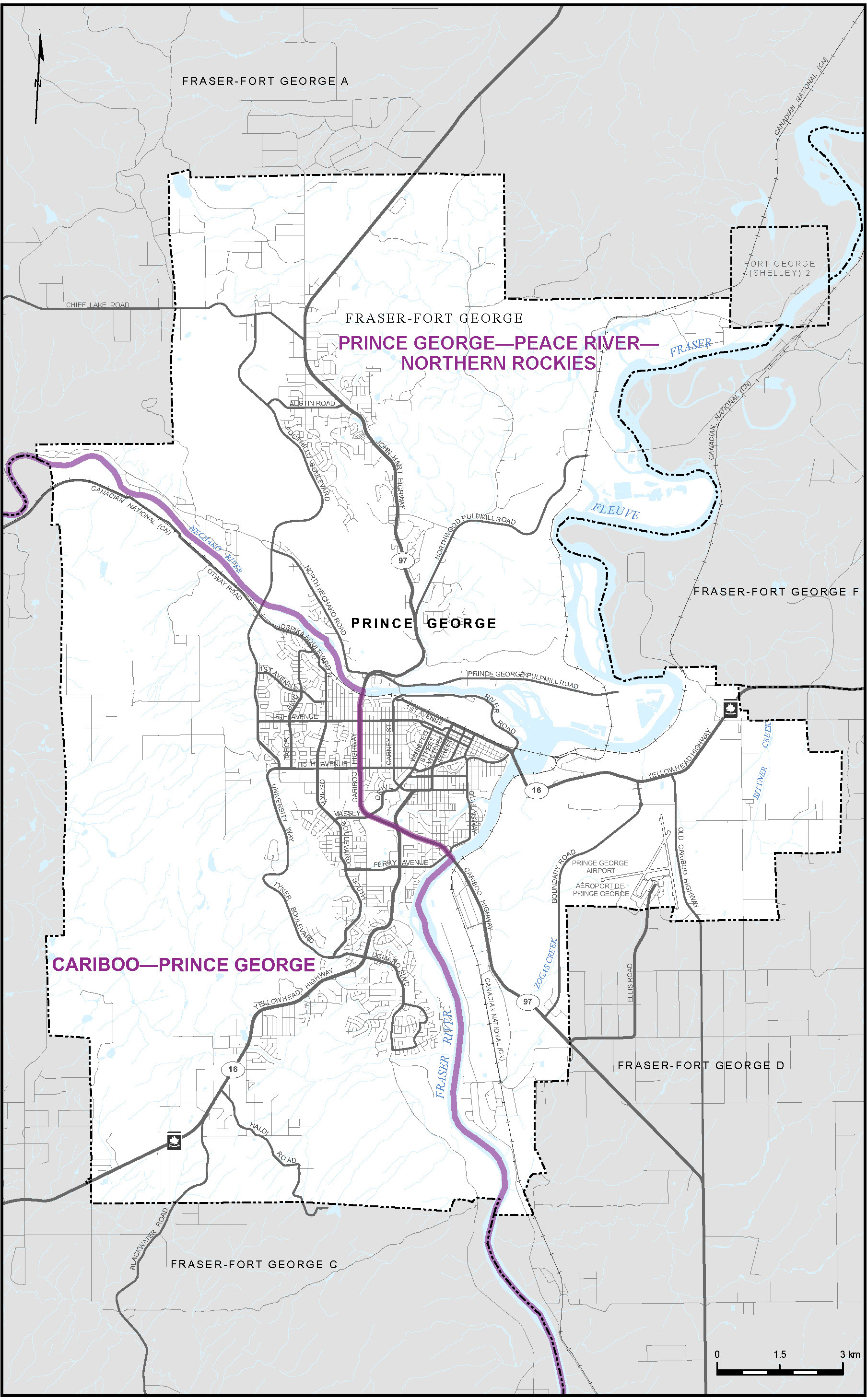Carte de la ville de Prince George (carte 11)