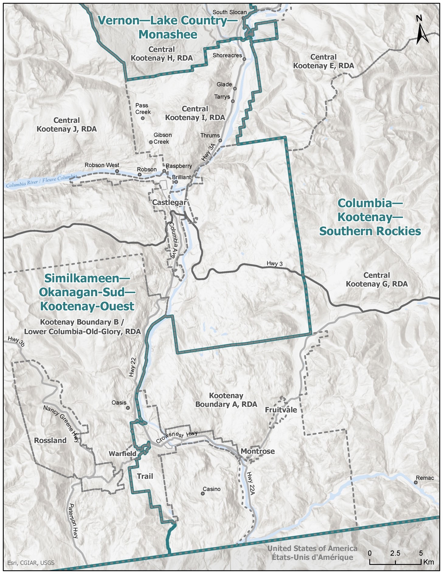 Limites modifiées de Columbia—Kootenay—Southern Rockies et de Similkameen—Okanagan-Sud—Kootenay-Ouest