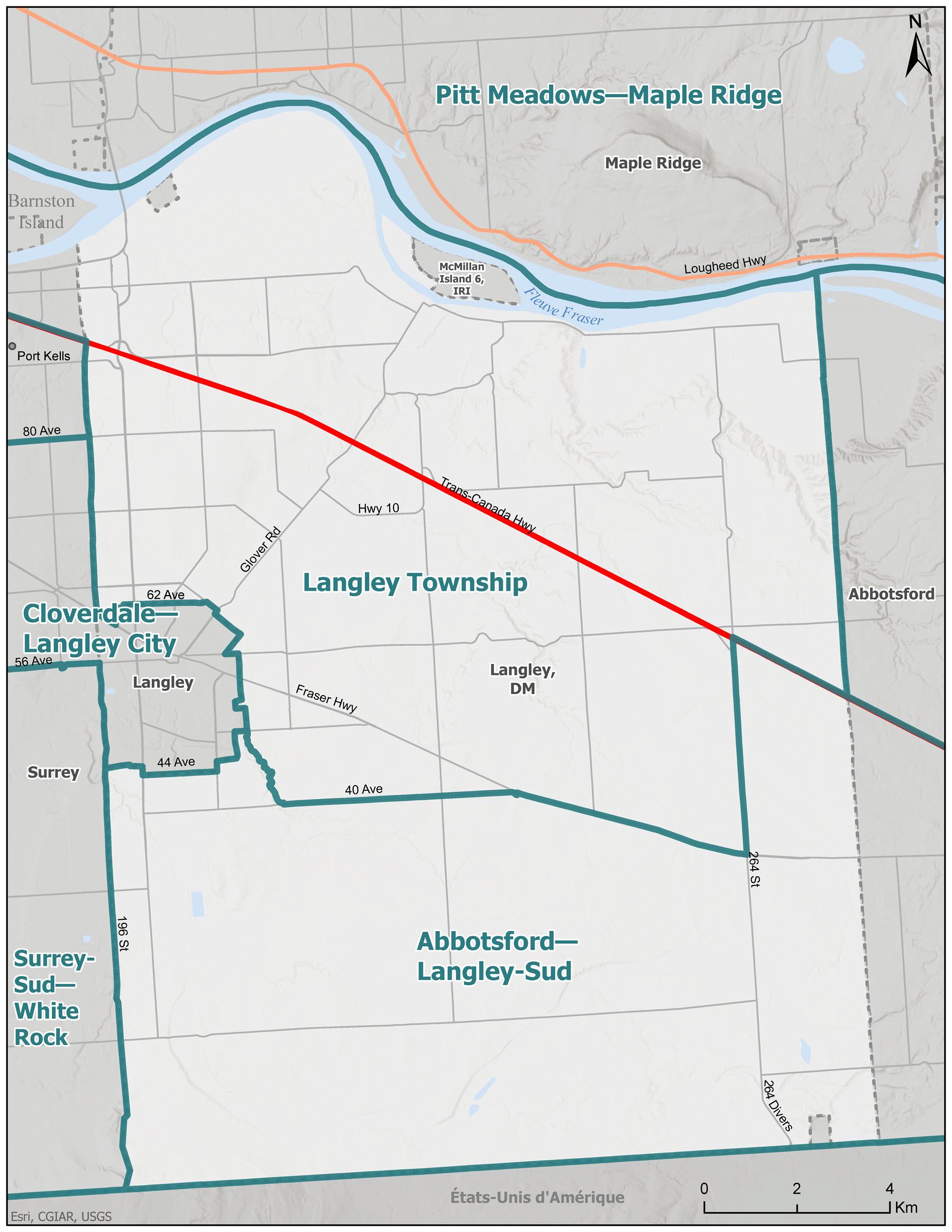 Carte F: La Corporation du township de Langley