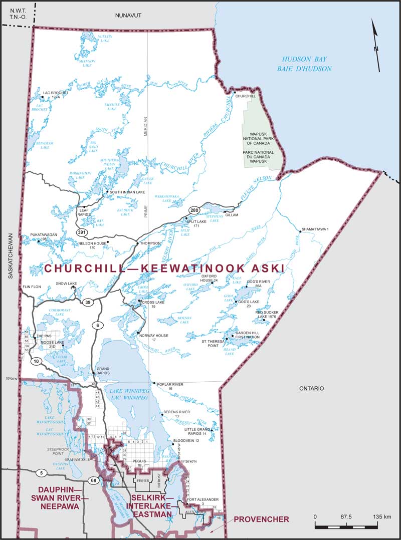 Map of Churchill–Keewatinook Aski – Limites actuelles.