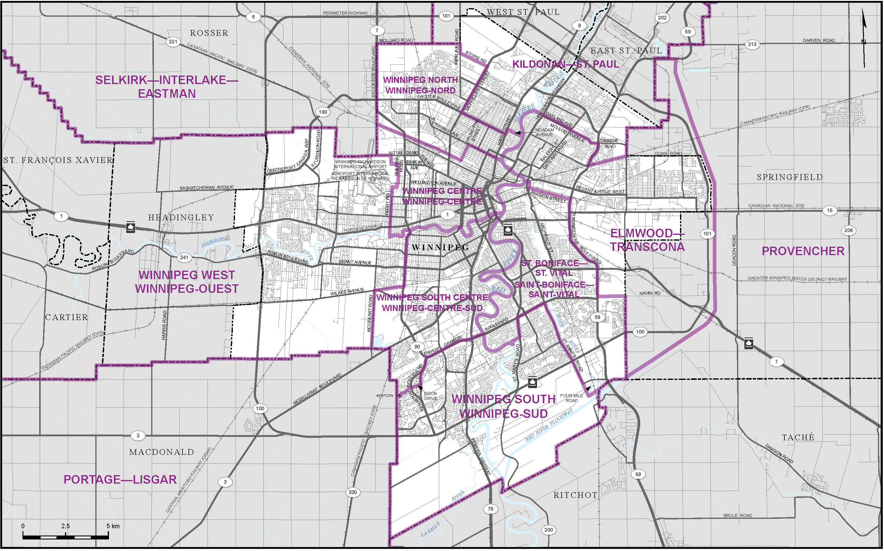 Carte de la ville de Winnipeg (carte 2)