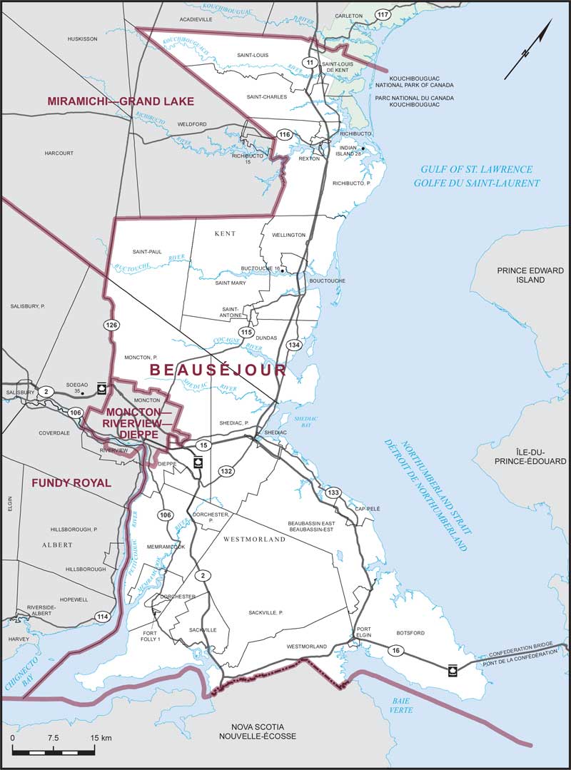 Map of Beauséjour – Existing boundaries.