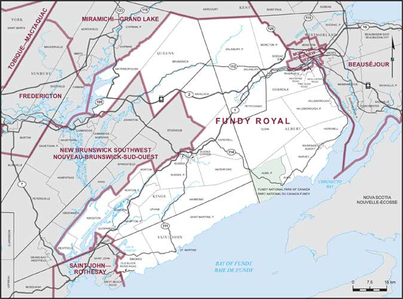 Map of Fundy Royal – Limites actuelles.