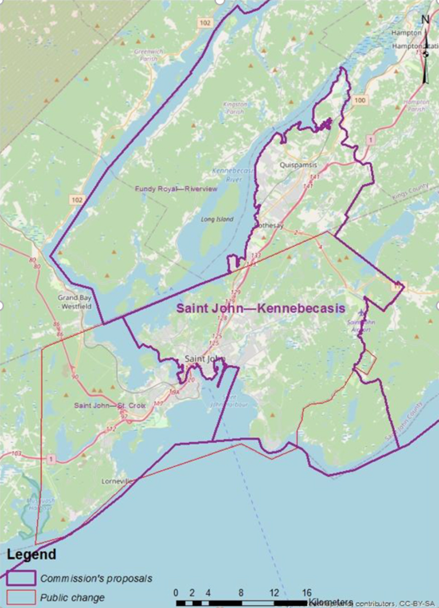 This image shows an alternate map of Saint John – Kennebecasis