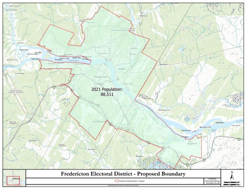 This map shows Kate Rogers' proposed changes to the boundaries of Fredericton.