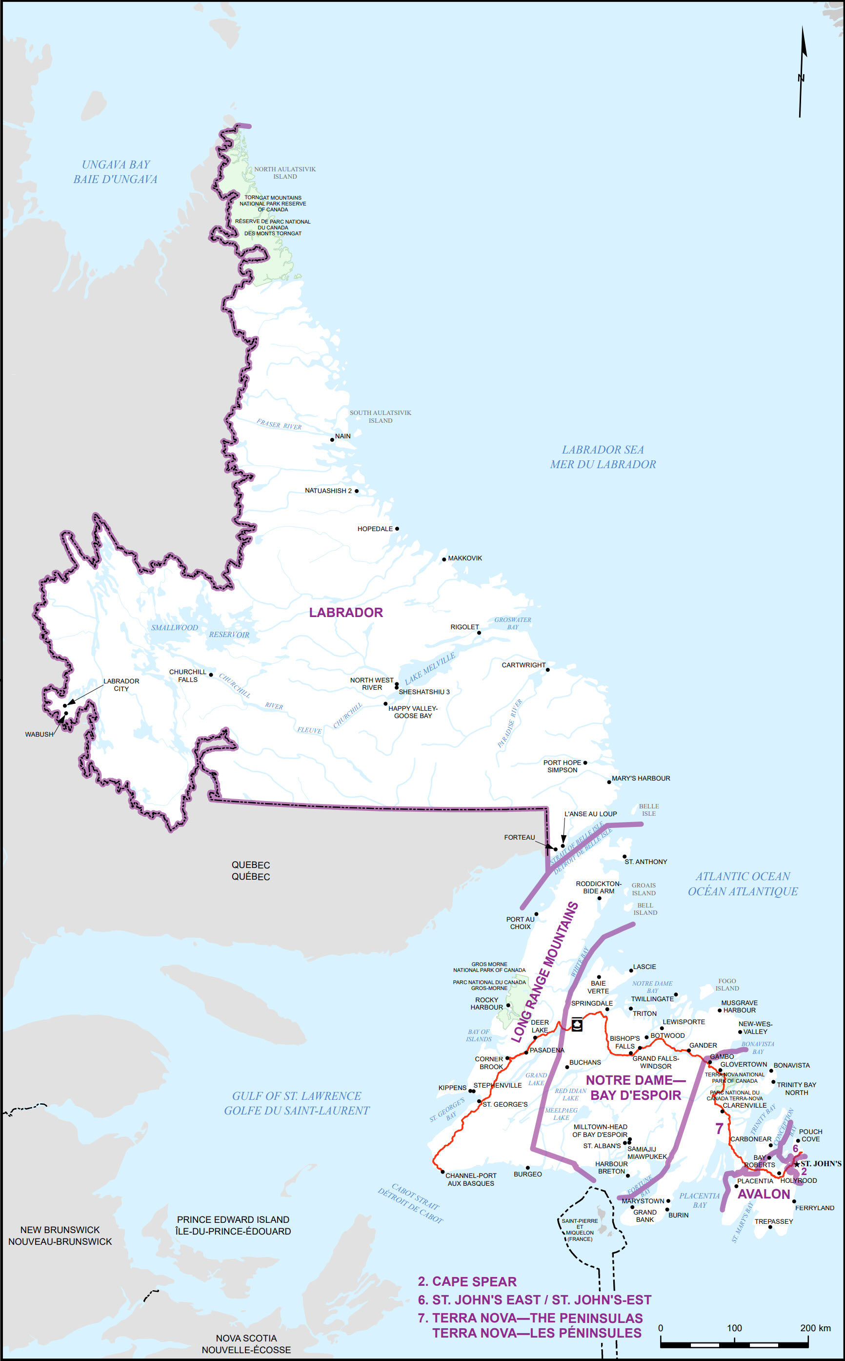 Carte de Terre-Neuve-et-Labrador (Carte 1)