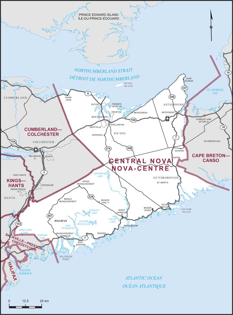 Map of Central Nova – Existing boundaries.
