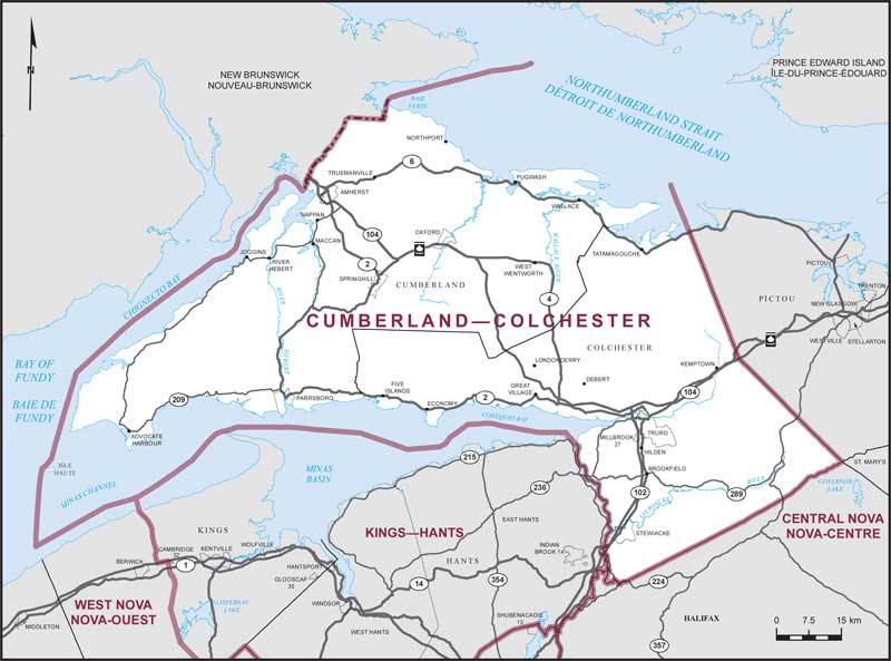 Map of Cumberland–Colchester – Limites actuelles.